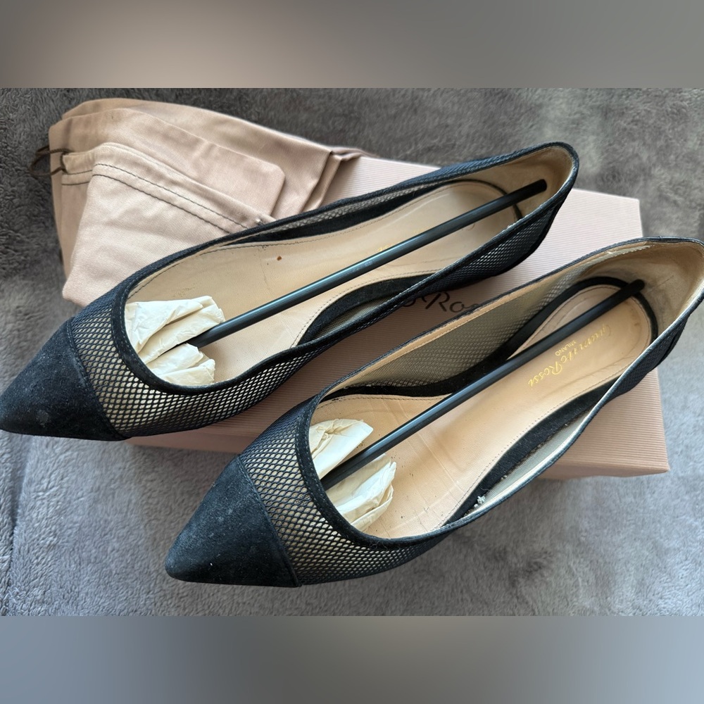 Gianvito Rossi Black Mesh Women's Flats